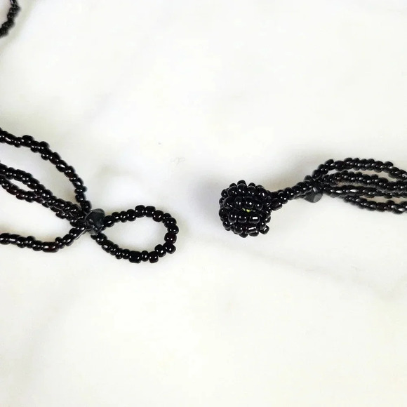 Black Glass Fringe Necklace Choker Goth Grandma Spooky Coral Dark Fairy … - Picture 6 of 10